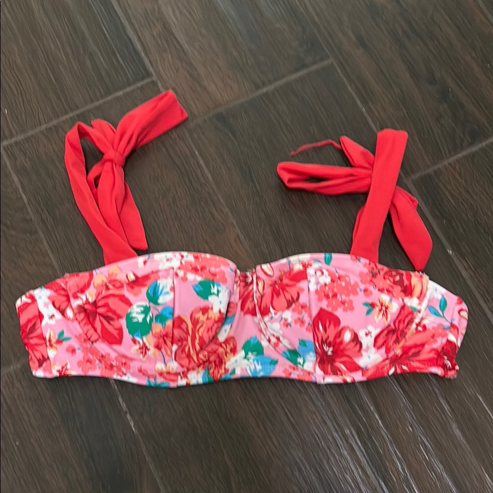 Floral Kids Swim Top - Red